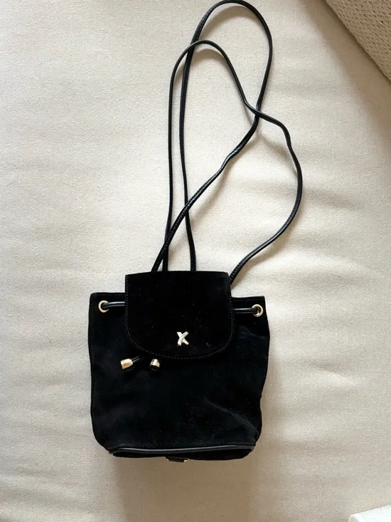 Paloma Picasso Black Suede Convertible Mini Backpack with Gold Hardware - Picture 6 of 6